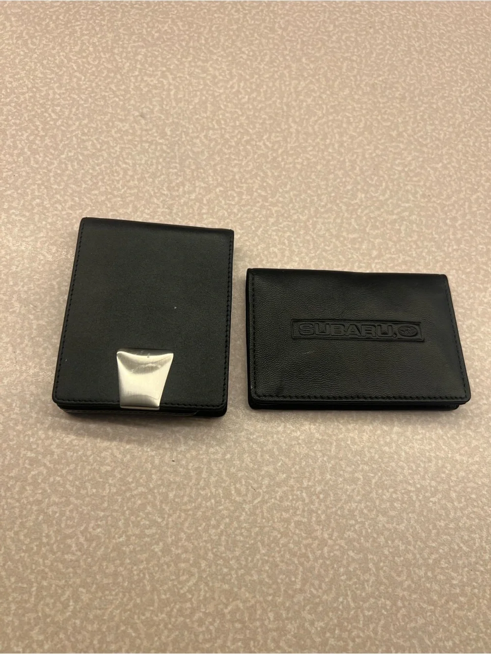 Subaru wallet Black pLeather and business Card Holder